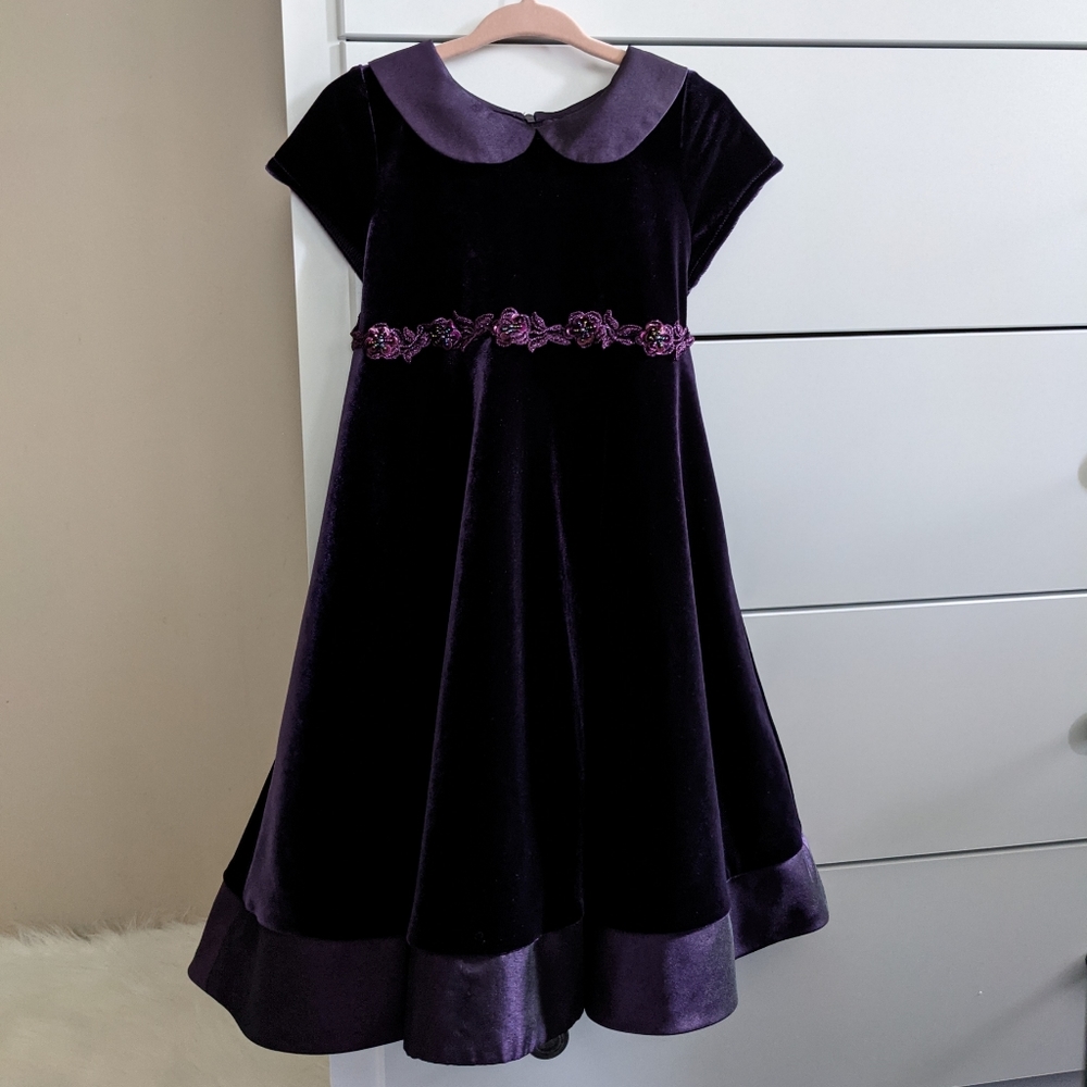 Purple Velour Party Dress Holiday/ Christmas